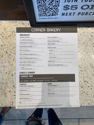 Breakfast menu