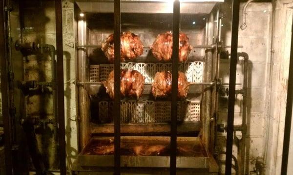 This is where the term BBQ comes from in the name of this restaurant.  The meat is cooked over open flame in a large cookhouse