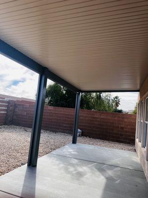 Completed patio cover with concrete slab