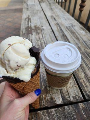 Latte and ice cream