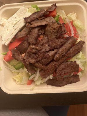 Greek Salad with Protein (gyro meat)