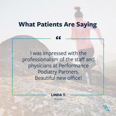 Testimonial for Performance Podiatry Partners