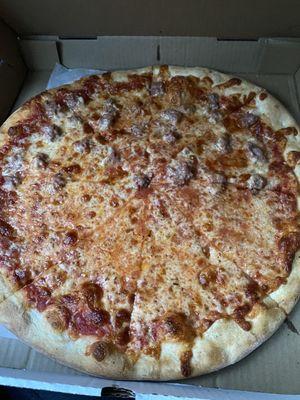 Large pizza - half plain, half sausage