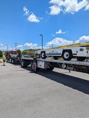 Off loading specialized equipment for the airport.