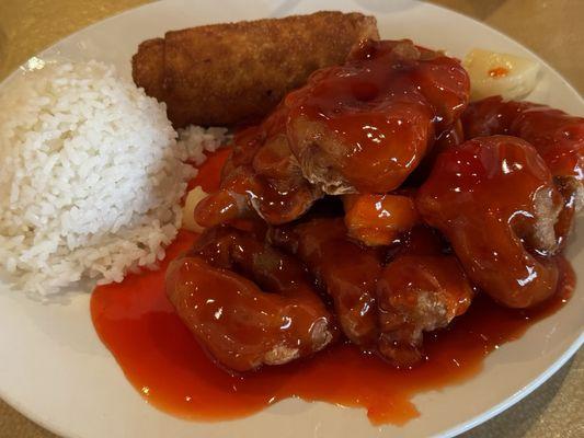 sweet and sour Shrimp with Steam rice