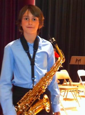 Donald B., a middle school alto sax student.