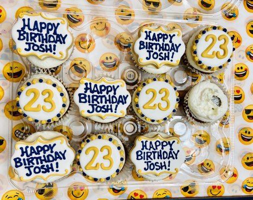 Carrot Cake cupcakes with cream cheese icing and GT colored sugar cookies