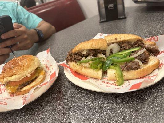 Phillycheese steak and Houston burger