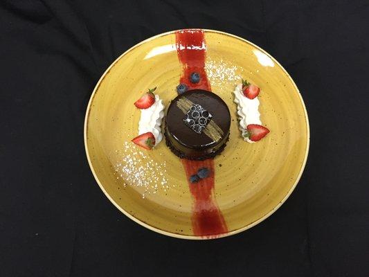 Chocolate Cake - Chocolate Genoise, Rich Velvety Chocolate Mousse, Dusted with Real Gold.