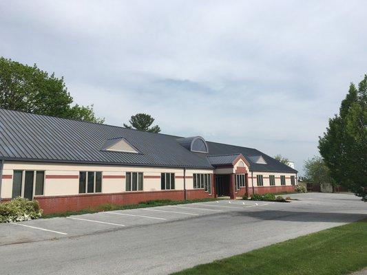 Our building, 352 E. Main Street.  (The corner of Main Street and Trinity Drive.)