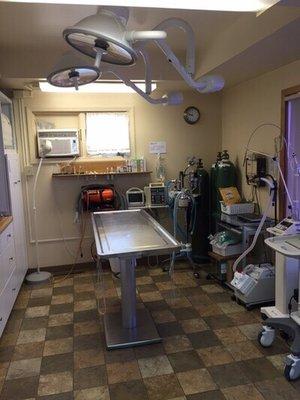 Surgical suite with laser surgery, full monitoring equipment, and ultrasound capabilities