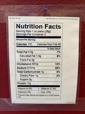 Nutrition facts.