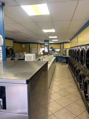 Inside laundromat