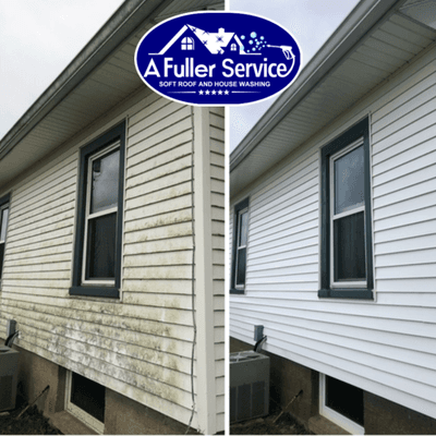 Before & After of our Soft House Washing along with our Gutter Cleaning (we offer Interior and Exterior Gutter Cleaning)!!