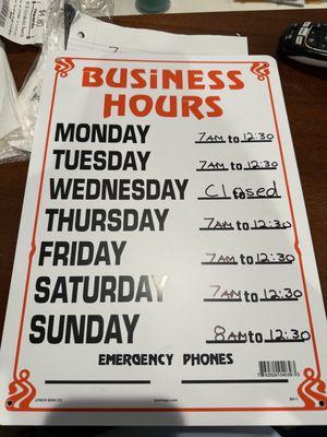 New hours