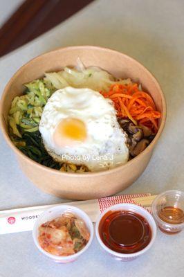 BIBIMBAP Veggie
 ($8.50) - comes with kimchi, gochujang, and sesame oil