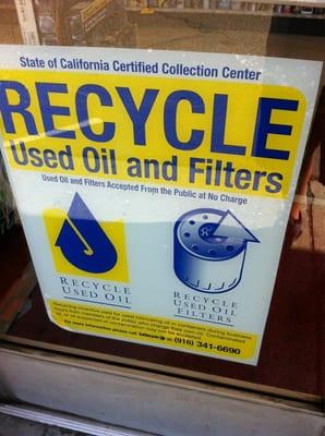 Recycle old oil & filters