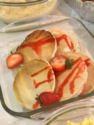 Strawberry pancakes close up!