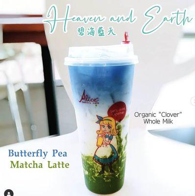 ~Heaven & Earth~ (Butterfly Pea x Matcha Latte) make with Organic "Clover" Milk