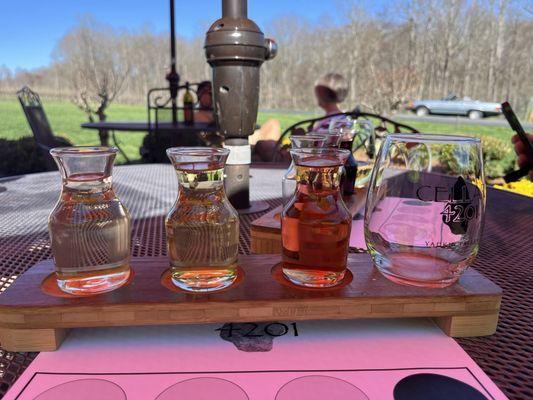 Wine flight (Stainless Chardonnay, Barrel Chardonnay, Rosé)