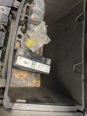 Old battery left in car after replacement