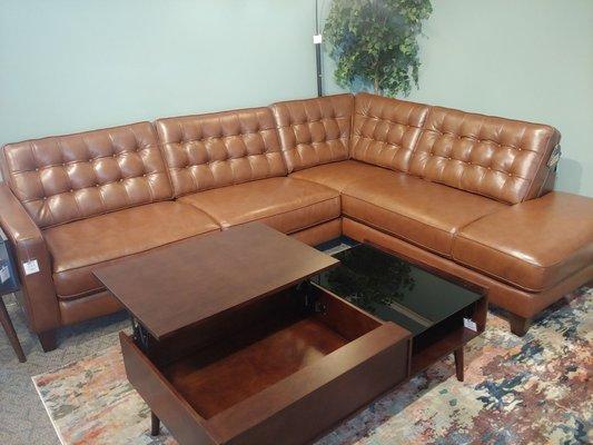 Leather sectional.