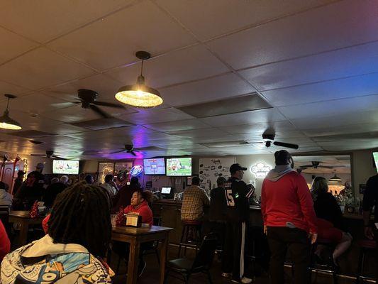 Bar area and table seating.