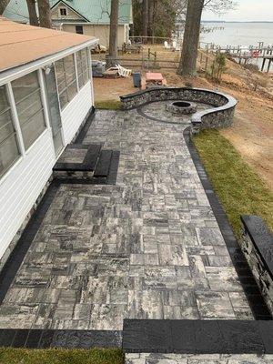 Decorative paver & retaining wall also fire pit