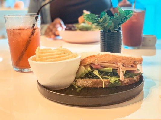 Turkey Sandwich Hibiscus Mint Iced Tea