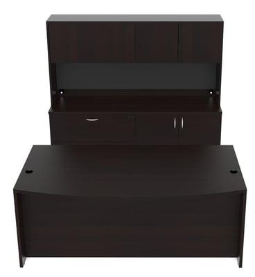 New black cherry bow front desk with credenza and hutch. Comes in 3 other colors. Cherryman