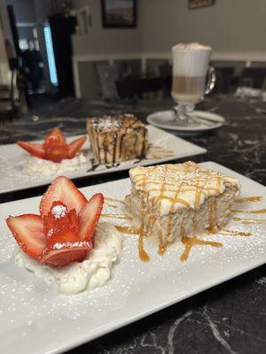 Tres leches and bread pudding