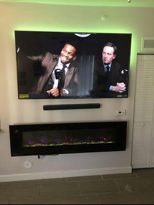 We mount sound bars, Electric fireplace and TVs