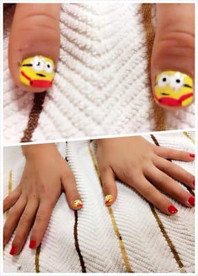 valetine minion nails for the kids ^^