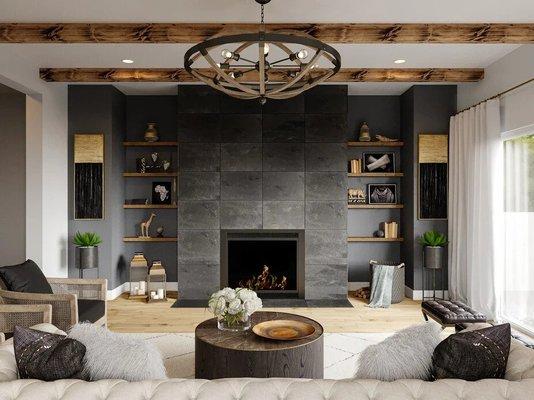 Custom modern fireplace by Decorilla Interior Designer