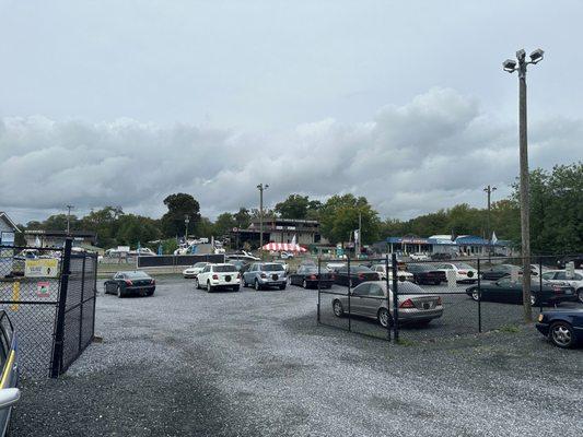 Secured storage lot for vehicles.