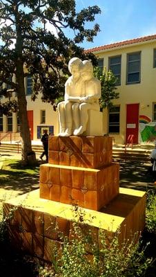 Central statue in the McKinley Elementary School inner courtyard.