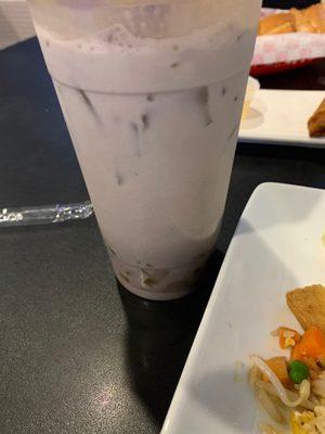 taro milk tea with fruit jelly