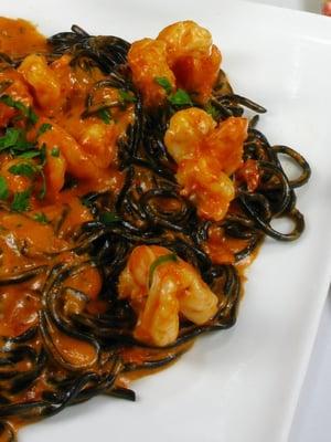 Black linguini w/ shrimp