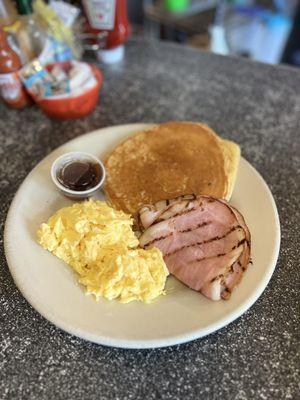 Pancake, Scrambled Eggs and Ham