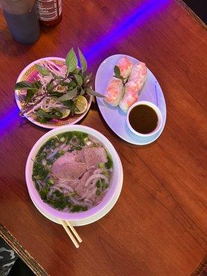 Pho Chin and shrimp rolls