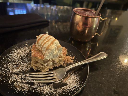 Apple cake with hibiscus mule