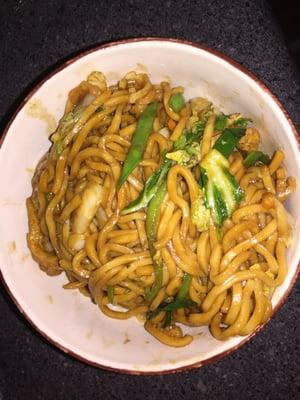 Small veggie lo mein + fried tofu ($5.99)