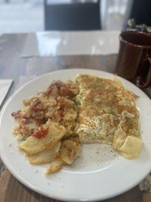 Greek Omelette and home fries