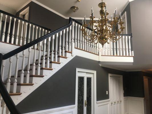 Stairwell, banister, and foyer painting in South Jersey