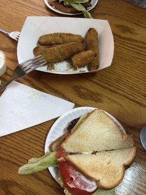 BLT and fried pickles!! Yummmy