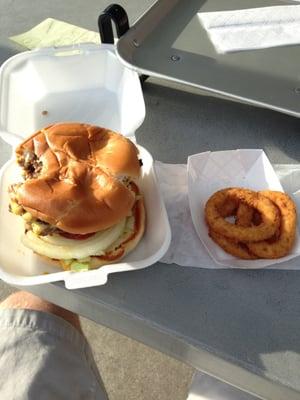 Double cheese burger is excellent, but don't bother with the onion rings.