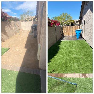 Side Yard with new turf, concrete and RV gate