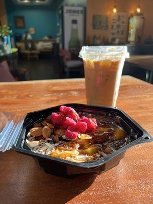 Açaí Smoothie Bowl and Iced Lavender Latte