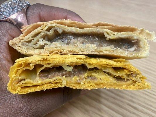 Jerk chicken and spicy beef patties - flaky and delicious!