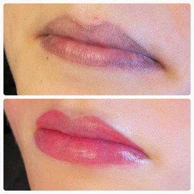 Lip blush tattoo